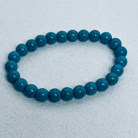 Set of 3 Faux Turquois Beaded Stretch Bracelets - Picture 4 of 4